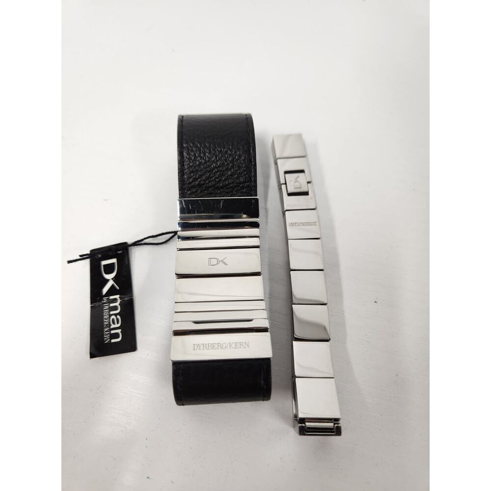 DK Man By Dyrberg/Kern Men's Stainless Steel & Leather Bracelet Bundle Of 2